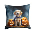 Golden Retriever Puppy Halloween Decorative Throw Pillow 18x18 Indoor Outdoor Accent Cushion, Fabric Cover with Insert for Sofa, Bed, Porch & Living Room