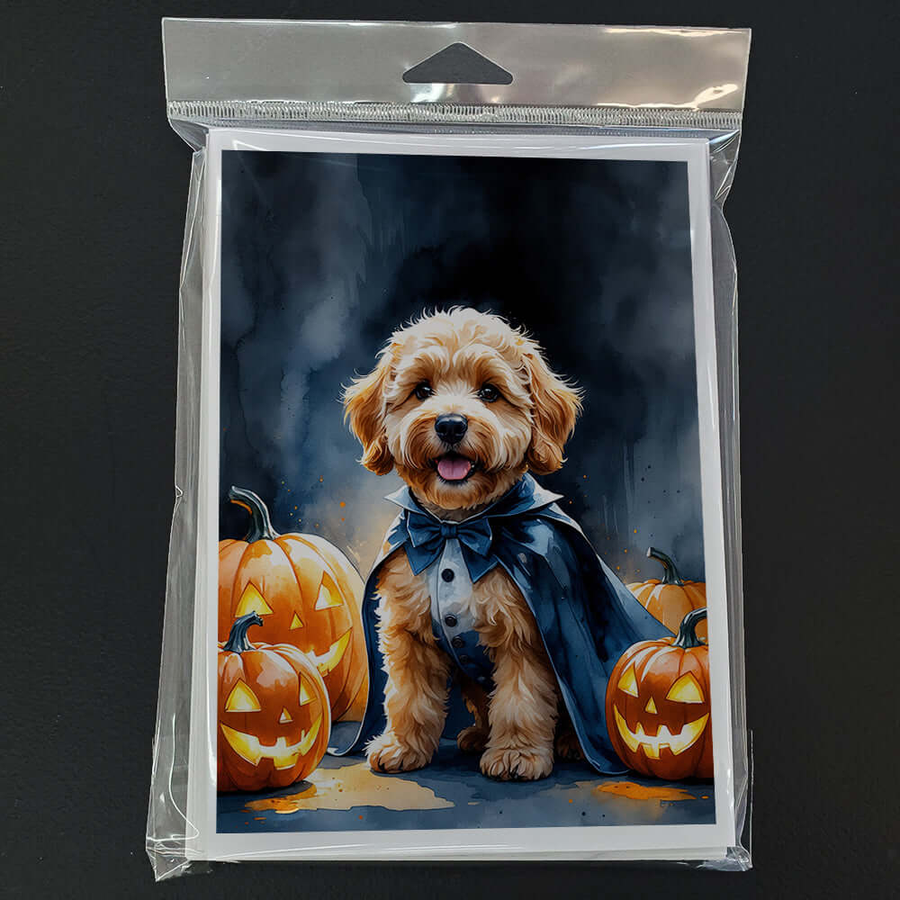 Goldendoodle Puppy Halloween Greeting Cards Pack of 8 Blank Cards with Envelopes Whimsical A7 Size 5x7