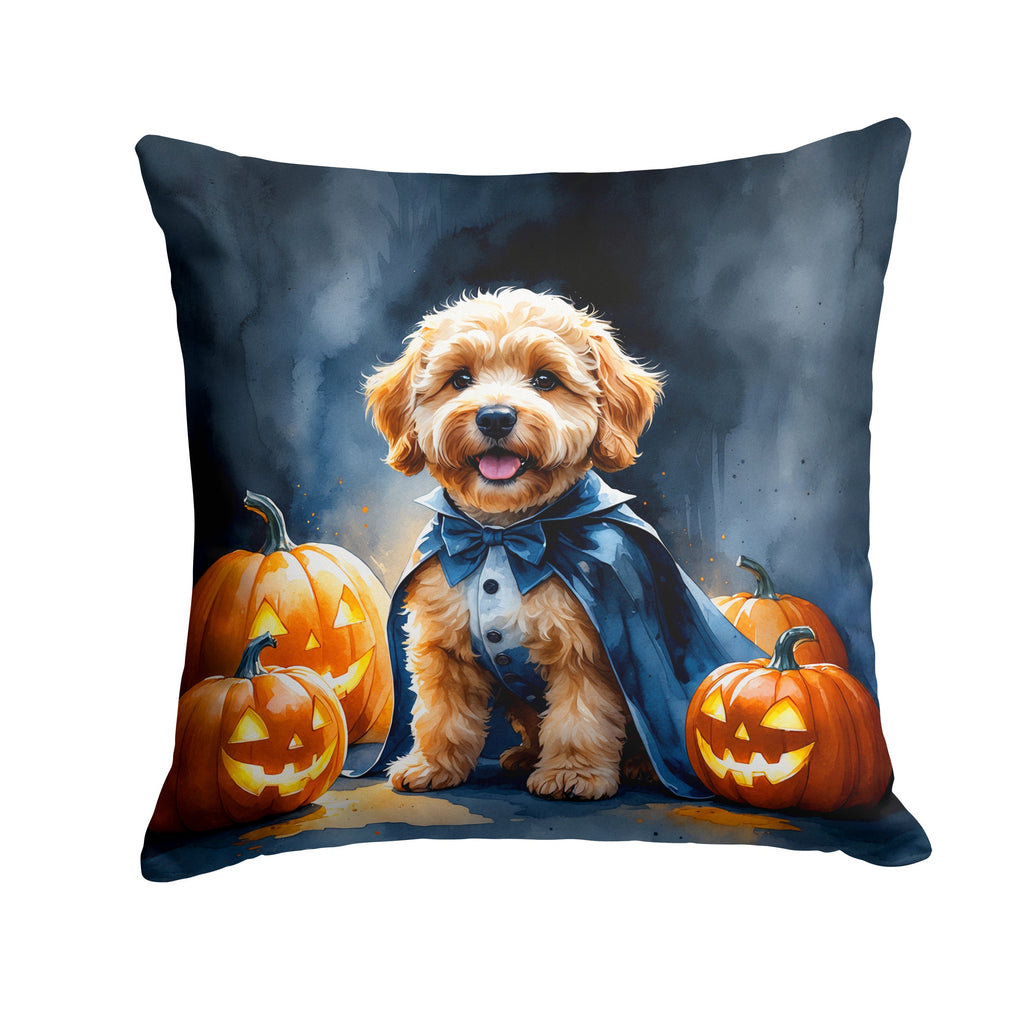 Goldendoodle Puppy Halloween Decorative Throw Pillow 14x14 Indoor Outdoor Accent Cushion, Fabric Cover with Insert for Sofa, Bed, Porch & Living Room