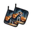 Jack Russell Terrier Puppy Halloween Pot Holder Set of 2 Heat Resistant Quilted Hot Pads 7.5 x 7.5 Inch, Insulated Kitchen Trivets for Cooking & Baking