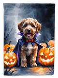 Chocolate Labradoodle Puppy Halloween House Flag 28x40 Porch Sleeve Pole Decorative Outside Yard Banner Artwork Wall Hanging, Polyester