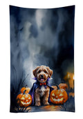 Chocolate Labradoodle Puppy Halloween Kitchen Towel Velour Plush Front and Cotton Loop Back Machine Washable