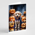 Labradoodle Puppy Halloween Greeting Cards Pack of 8 Blank Cards with Envelopes Whimsical A7 Size 5x7