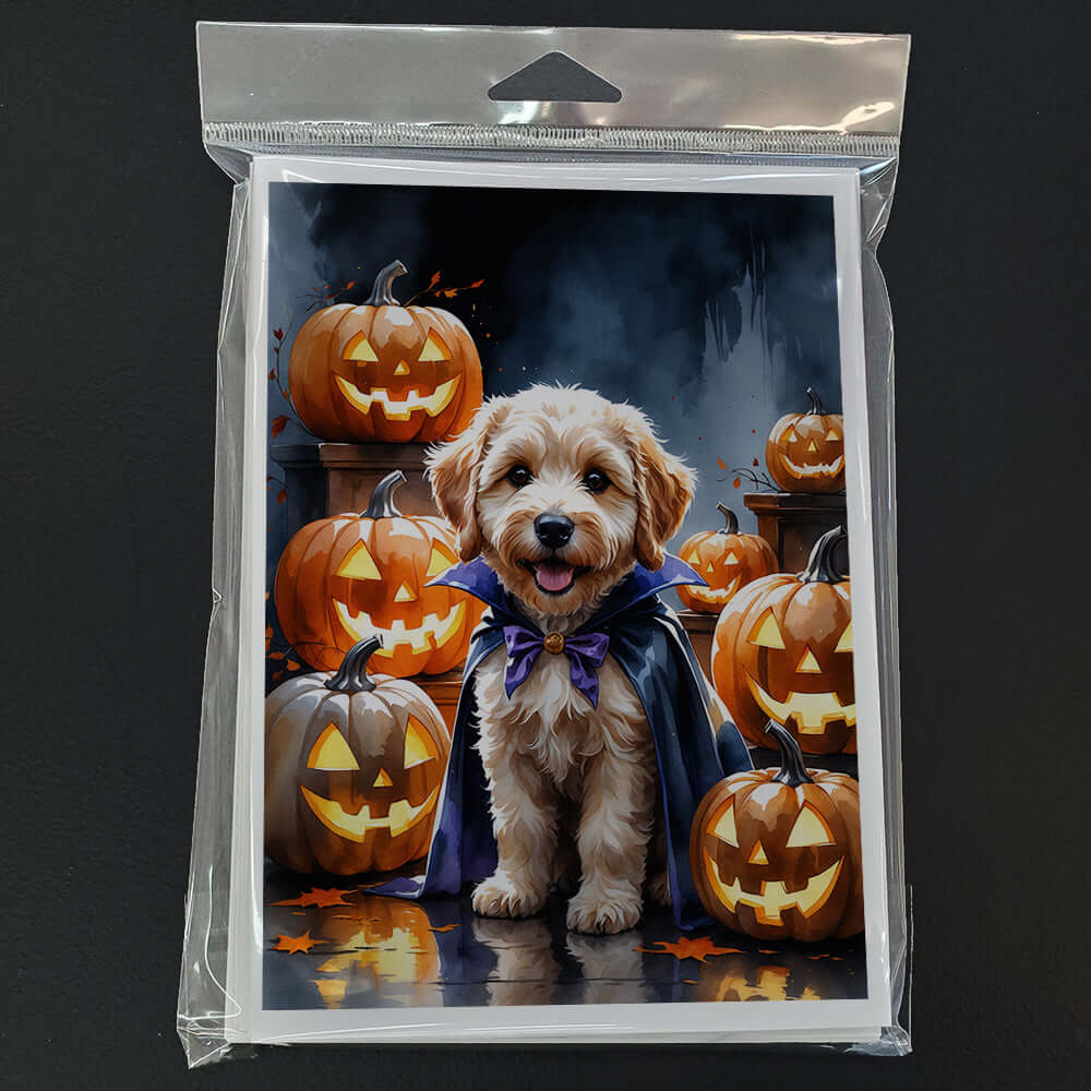 Labradoodle Puppy Halloween Greeting Cards Pack of 8 Blank Cards with Envelopes Whimsical A7 Size 5x7