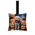Labradoodle Puppy Halloween Hanging Square Fabric Ornament 3.5 × 3.5 Decorative Door-Knob & Tree Hanger, Soft Fabric