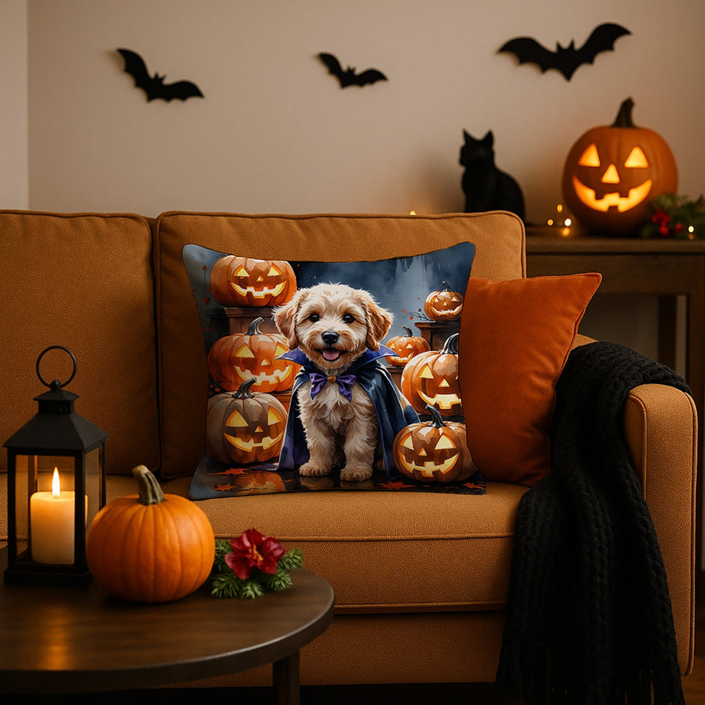 Labradoodle Puppy Halloween Decorative Throw Pillow 18x18 Indoor Outdoor Accent Cushion, Fabric Cover with Insert for Sofa, Bed, Porch & Living Room