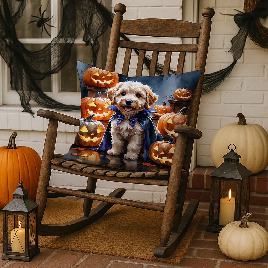 Labradoodle Puppy Halloween Decorative Throw Pillow 18x18 Indoor Outdoor Accent Cushion, Fabric Cover with Insert for Sofa, Bed, Porch & Living Room