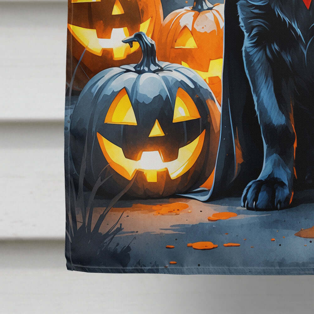 Black Labrador Retriever Puppy Halloween House Flag 28x40 Porch Sleeve Pole Decorative Outside Yard Banner Artwork Wall Hanging, Polyester