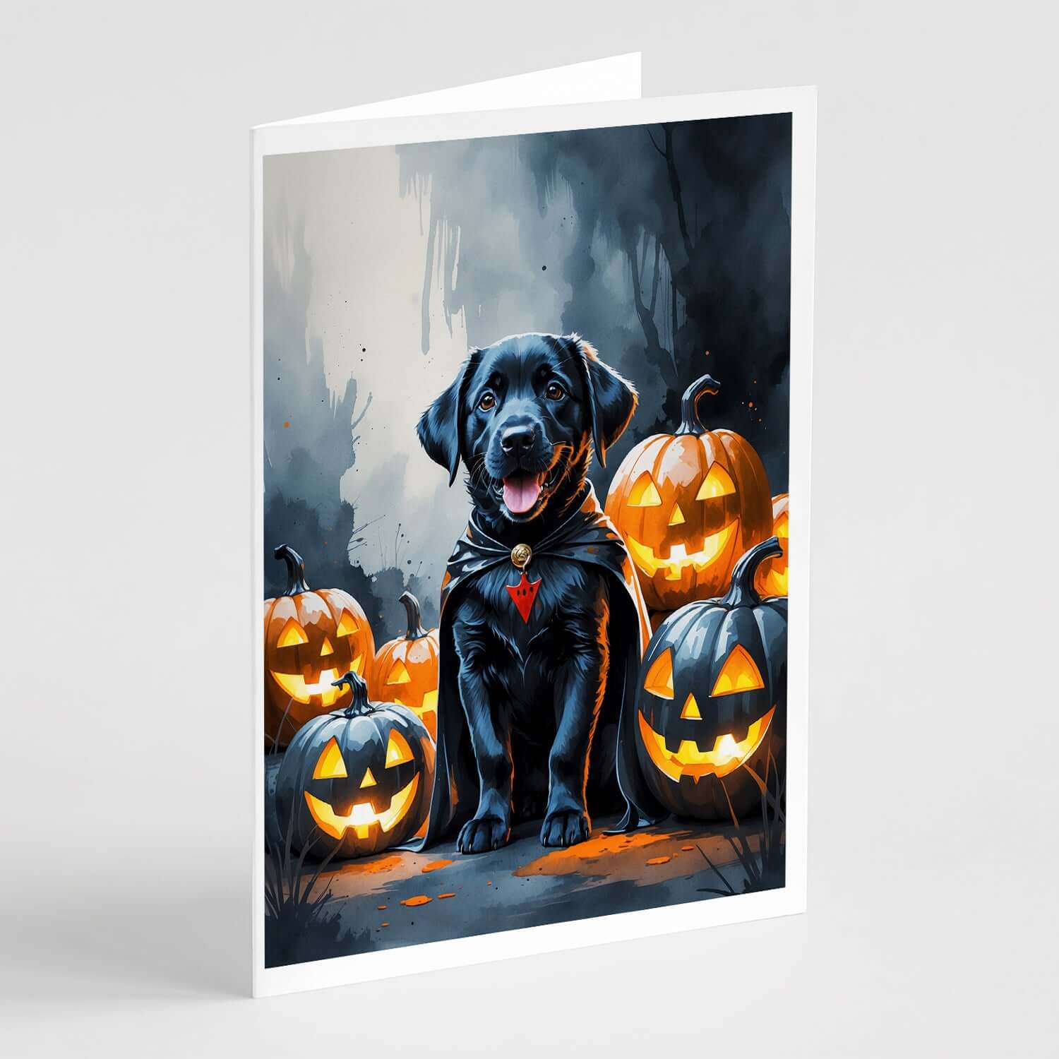 Black Labrador Retriever Puppy Halloween Greeting Cards Pack of 8 Blank Cards with Envelopes Whimsical A7 Size 5x7