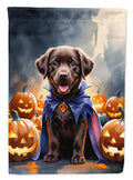 Chocolate Labrador Retriever Puppy Halloween House Flag 28x40 Porch Sleeve Pole Decorative Outside Yard Banner Artwork Wall Hanging, Polyester