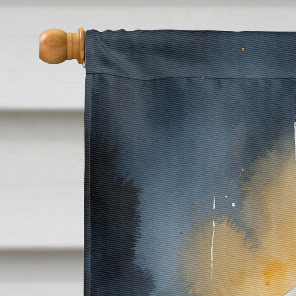 Yellow Labrador Retriever Puppy Halloween House Flag 28x40 Porch Sleeve Pole Decorative Outside Yard Banner Artwork Wall Hanging, Polyester