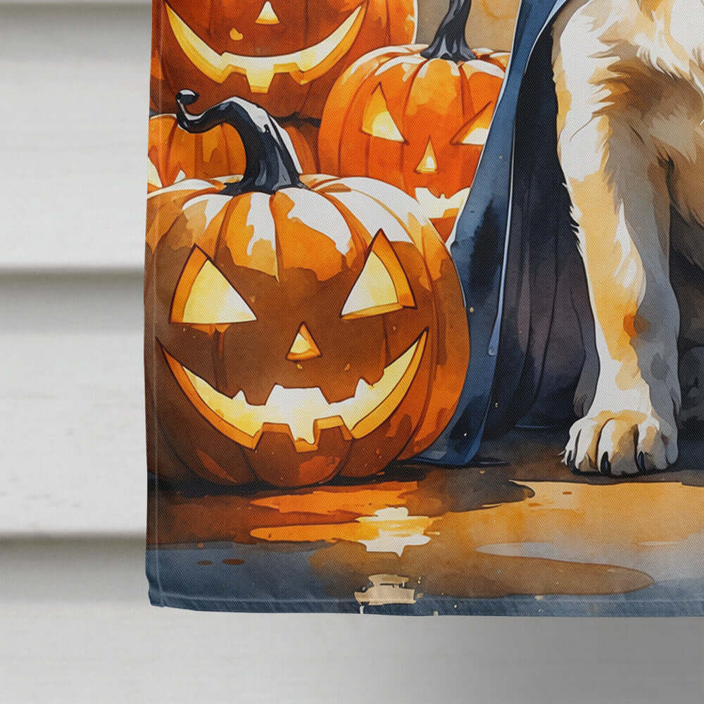 Yellow Labrador Retriever Puppy Halloween House Flag 28x40 Porch Sleeve Pole Decorative Outside Yard Banner Artwork Wall Hanging, Polyester