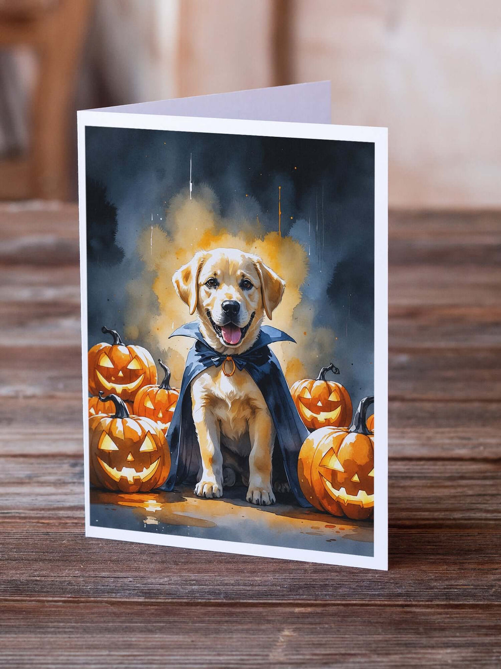 Yellow Labrador Retriever Puppy Halloween Greeting Cards Pack of 8 Blank Cards with Envelopes Whimsical A7 Size 5x7