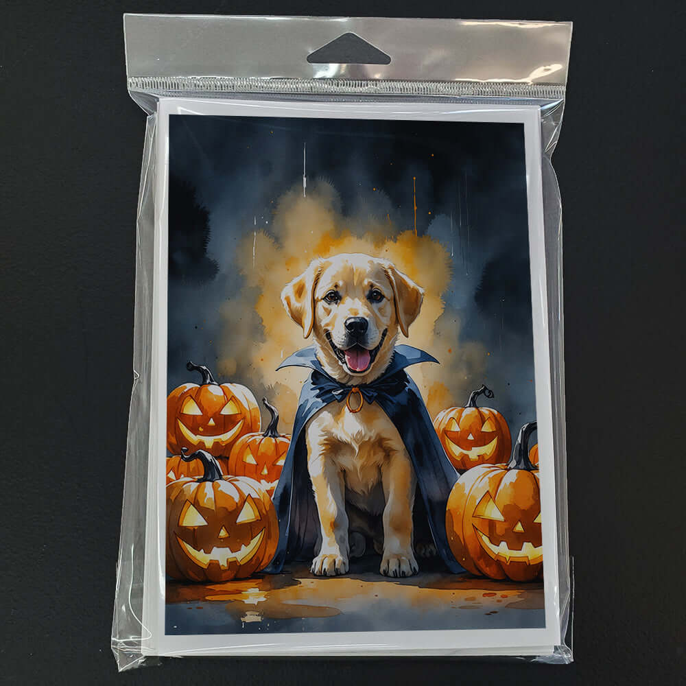 Yellow Labrador Retriever Puppy Halloween Greeting Cards Pack of 8 Blank Cards with Envelopes Whimsical A7 Size 5x7