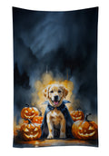 Yellow Labrador Retriever Puppy Halloween Kitchen Towel Velour Plush Front and Cotton Loop Back Machine Washable