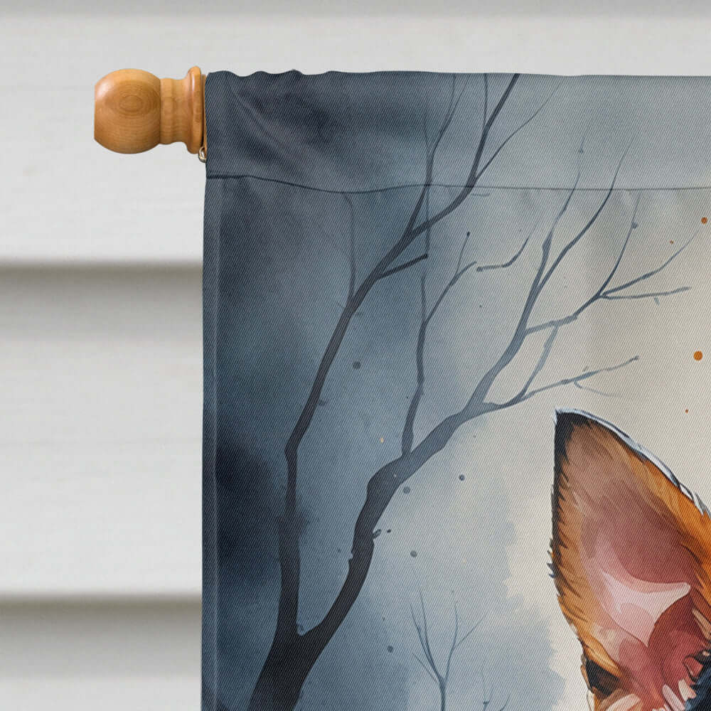 Miniature Pinscher Puppy Halloween House Flag 28x40 Porch Sleeve Pole Decorative Outside Yard Banner Artwork Wall Hanging, Polyester
