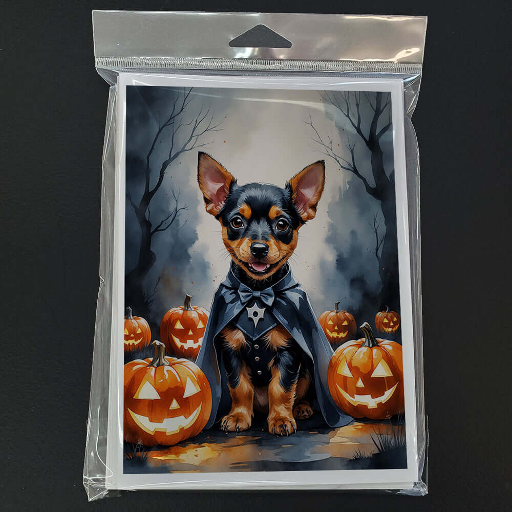 Miniature Pinscher Puppy Halloween Greeting Cards Pack of 8 Blank Cards with Envelopes Whimsical A7 Size 5x7