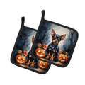 Miniature Pinscher Puppy Halloween Pot Holder Set of 2 Heat Resistant Quilted Hot Pads 7.5 x 7.5 Inch, Insulated Kitchen Trivets for Cooking & Baking