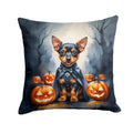 Miniature Pinscher Puppy Halloween Decorative Throw Pillow 18x18 Indoor Outdoor Accent Cushion, Fabric Cover with Insert for Sofa, Bed, Porch & Living Room