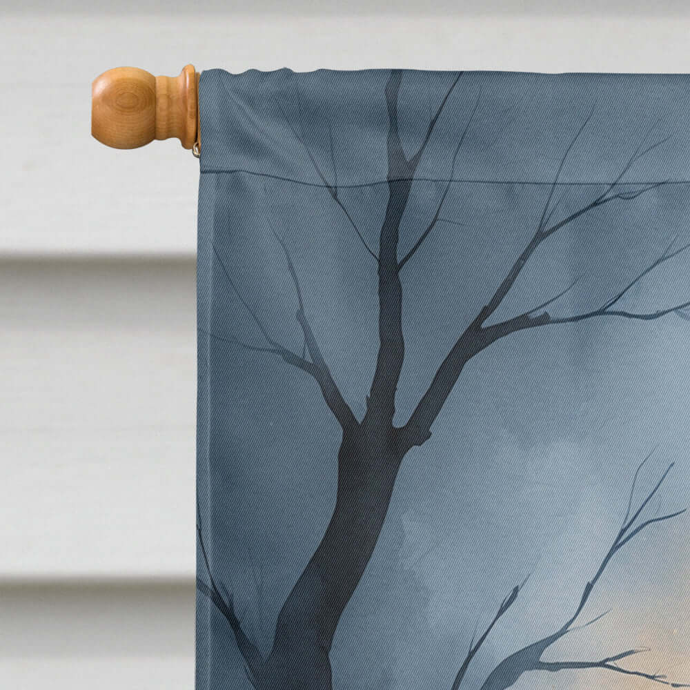 Newfoundland Puppy Halloween House Flag 28x40 Porch Sleeve Pole Decorative Outside Yard Banner Artwork Wall Hanging, Polyester