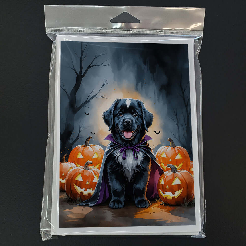 Newfoundland Puppy Halloween Greeting Cards Pack of 8 Blank Cards with Envelopes Whimsical A7 Size 5x7