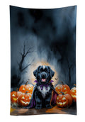 Newfoundland Puppy Halloween Kitchen Towel Velour Plush Front and Cotton Loop Back Machine Washable