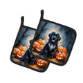 Newfoundland Puppy Halloween Pot Holder Set of 2 Heat Resistant Quilted Hot Pads 7.5 x 7.5 Inch, Insulated Kitchen Trivets for Cooking & Baking