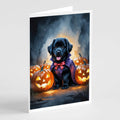 Black Newfoundland Puppy Halloween Greeting Cards Pack of 8 Blank Cards with Envelopes Whimsical A7 Size 5x7