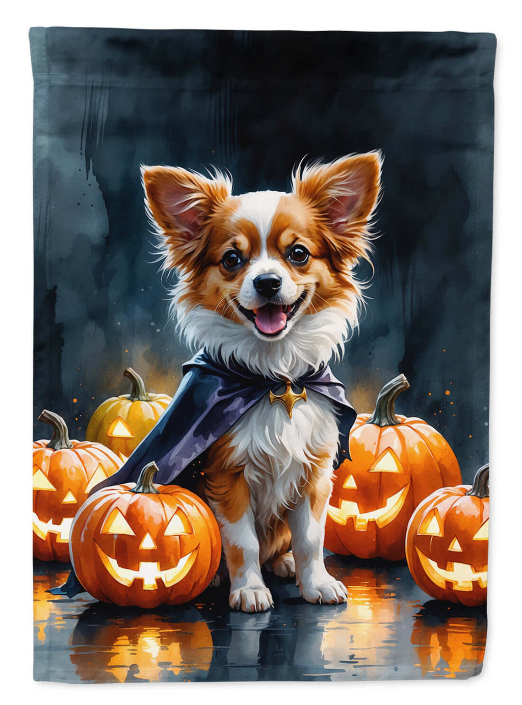 Papillon Puppy Halloween House Flag 28x40 Porch Sleeve Pole Decorative Outside Yard Banner Artwork Wall Hanging, Polyester