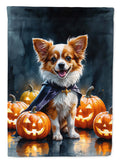 Papillon Puppy Halloween House Flag 28x40 Porch Sleeve Pole Decorative Outside Yard Banner Artwork Wall Hanging, Polyester