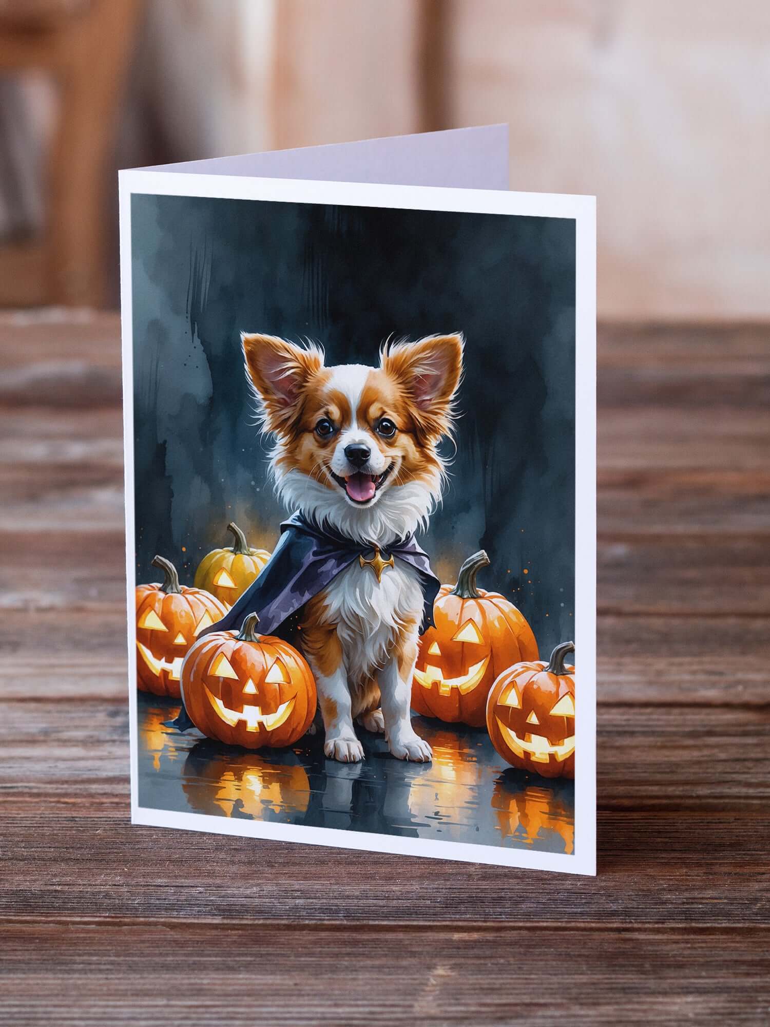Papillon Puppy Halloween Greeting Cards Pack of 8 Blank Cards with Envelopes Whimsical A7 Size 5x7