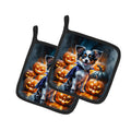 Tricolor Papillon Puppy Halloween Pot Holder Set of 2 Heat Resistant Quilted Hot Pads 7.5 x 7.5 Inch, Insulated Kitchen Trivets for Cooking & Baking