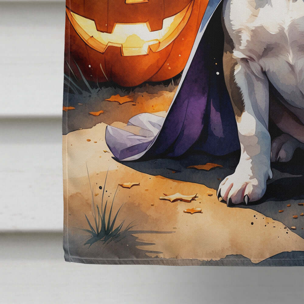 Pit Bull Terrier Puppy Halloween House Flag 28x40 Porch Sleeve Pole Decorative Outside Yard Banner Artwork Wall Hanging, Polyester