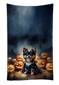 Balck and Tan Pomeranian Puppy Halloween Kitchen Towel Velour Plush Front and Cotton Loop Back Machine Washable