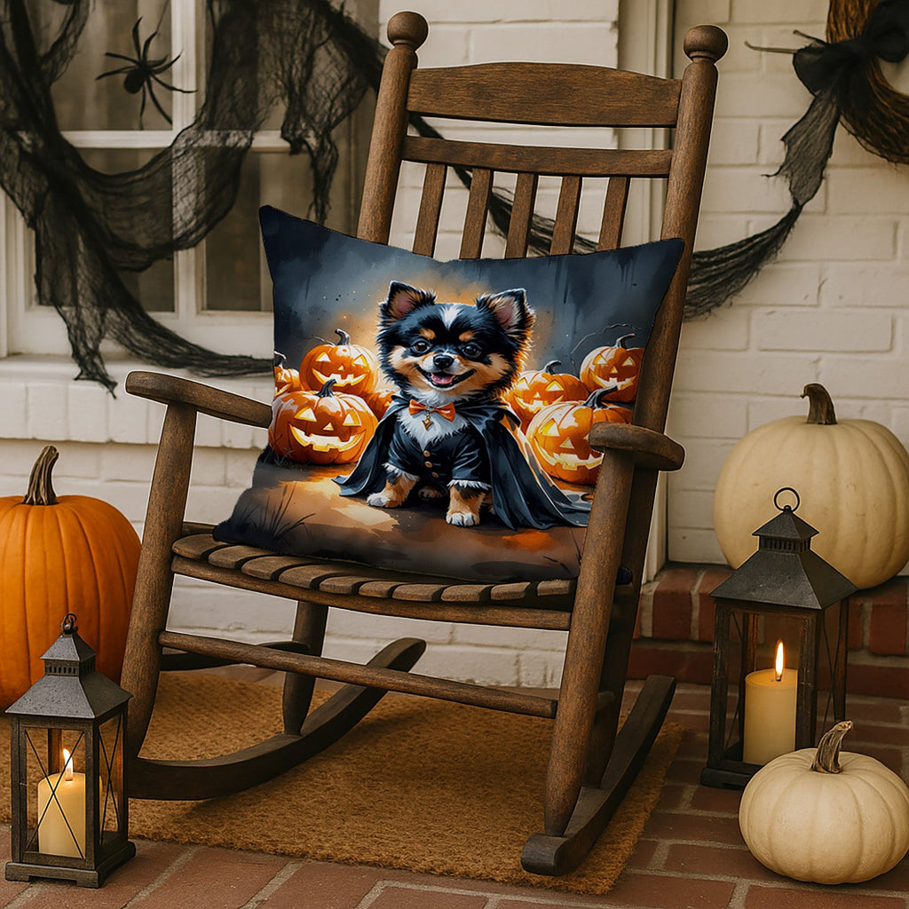 Balck and Tan Pomeranian Puppy Halloween Decorative Throw Pillow 18x18 Indoor Outdoor Accent Cushion, Fabric Cover with Insert for Sofa, Bed, Porch & Living Room