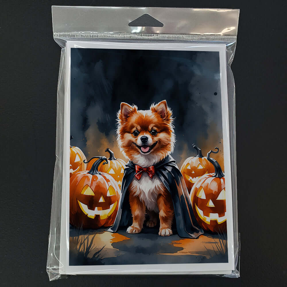 Pomeranian Puppy Halloween Greeting Cards Pack of 8 Blank Cards with Envelopes Whimsical A7 Size 5x7