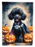Black Poodle Puppy Halloween House Flag 28x40 Porch Sleeve Pole Decorative Outside Yard Banner Artwork Wall Hanging, Polyester