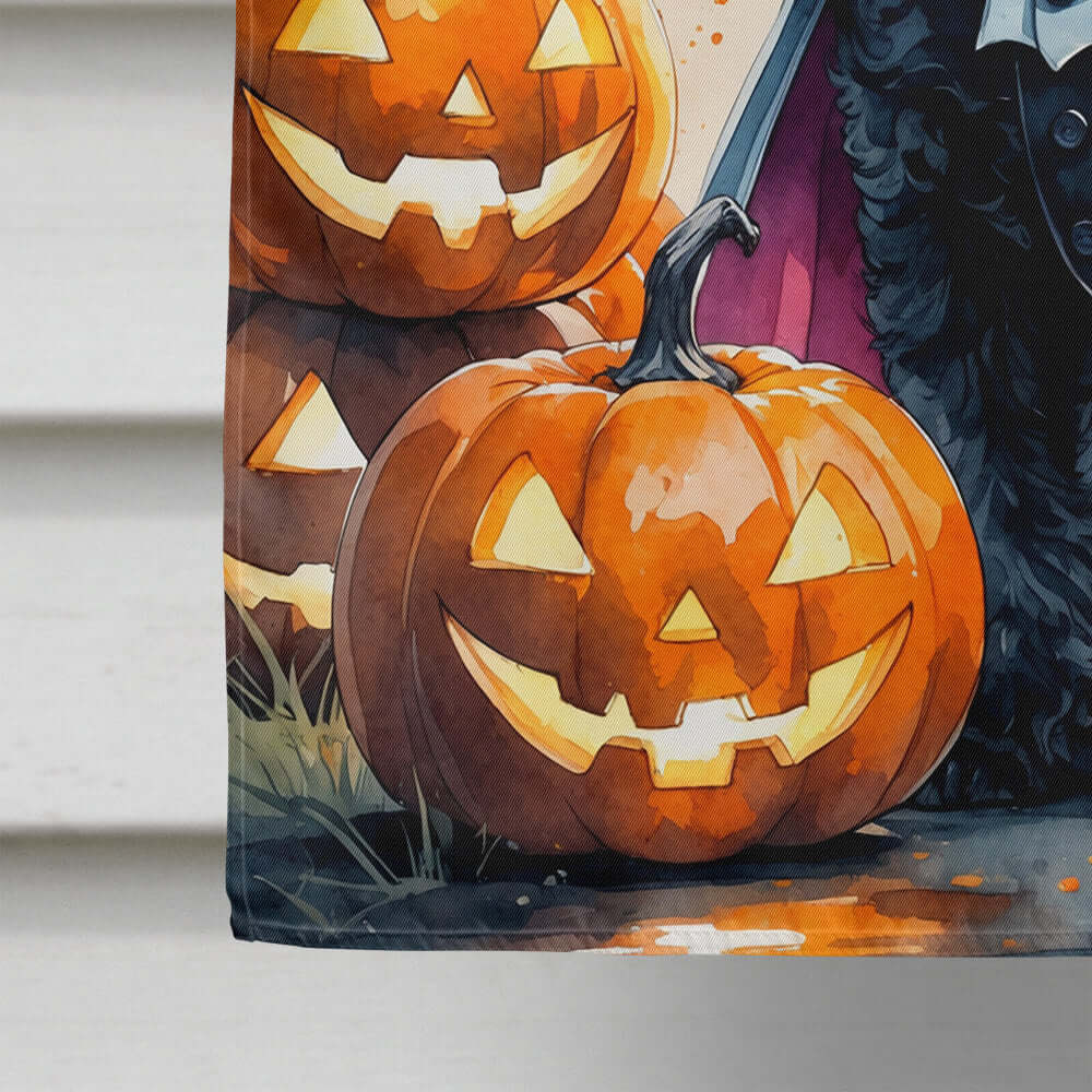 Black Poodle Puppy Halloween House Flag 28x40 Porch Sleeve Pole Decorative Outside Yard Banner Artwork Wall Hanging, Polyester