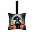 Black Poodle Puppy Halloween Hanging Square Fabric Ornament 3.5 × 3.5 Decorative Door-Knob & Tree Hanger, Soft Fabric