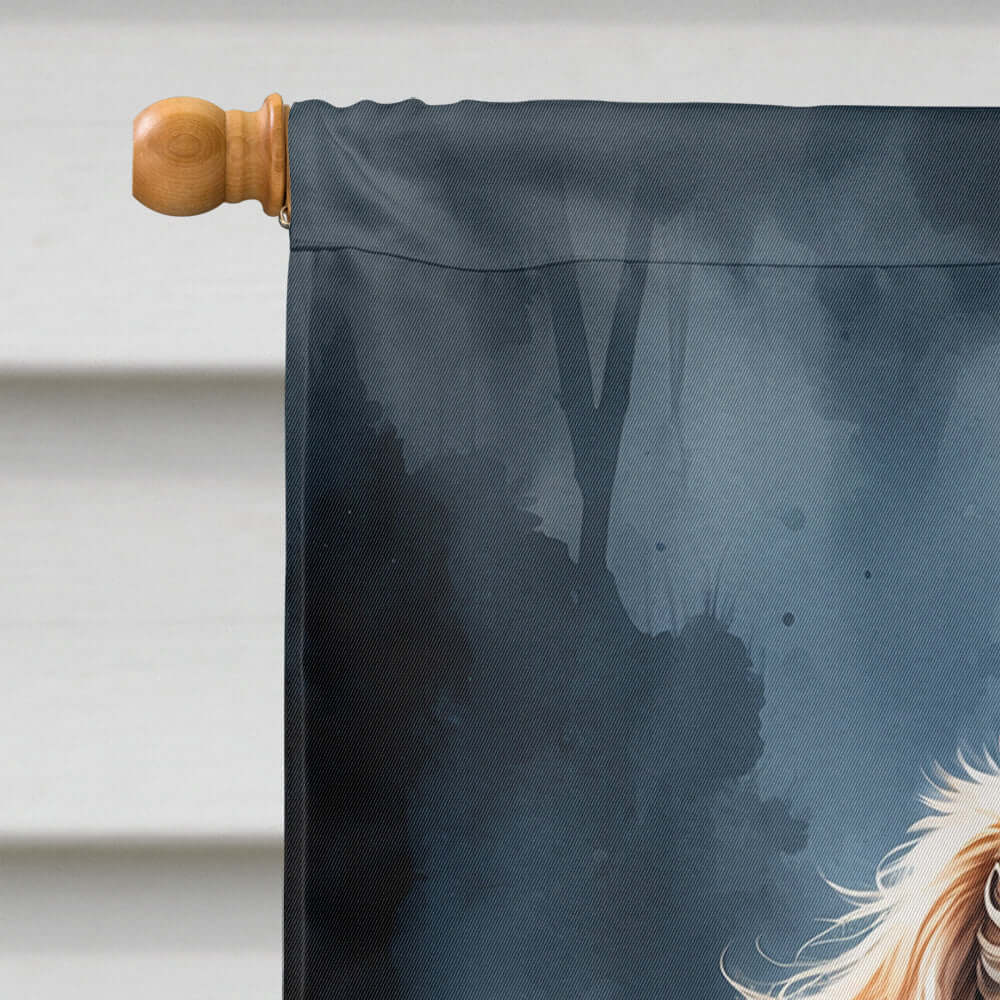 Chocolate Poodle Puppy Halloween House Flag 28x40 Porch Sleeve Pole Decorative Outside Yard Banner Artwork Wall Hanging, Polyester