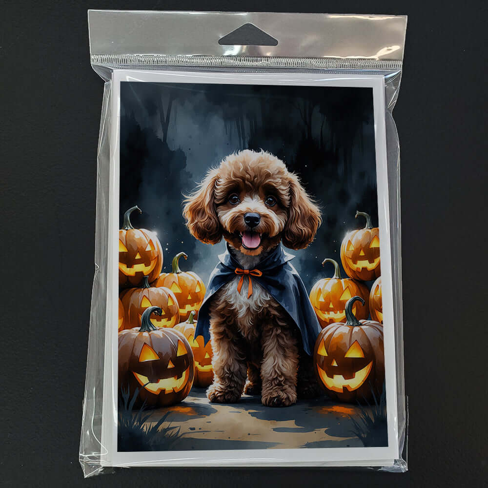 Chocolate Poodle Puppy Halloween Greeting Cards Pack of 8 Blank Cards with Envelopes Whimsical A7 Size 5x7