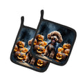 Chocolate Poodle Puppy Halloween Pot Holder Set of 2 Heat Resistant Quilted Hot Pads 7.5 x 7.5 Inch, Insulated Kitchen Trivets for Cooking & Baking