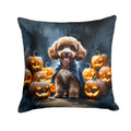 Chocolate Poodle Puppy Halloween Decorative Throw Pillow 18x18 Indoor Outdoor Accent Cushion, Fabric Cover with Insert for Sofa, Bed, Porch & Living Room