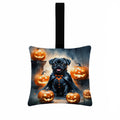 Black Pug Puppy Halloween Hanging Square Fabric Ornament 3.5 × 3.5 Decorative Door-Knob & Tree Hanger, Soft Fabric