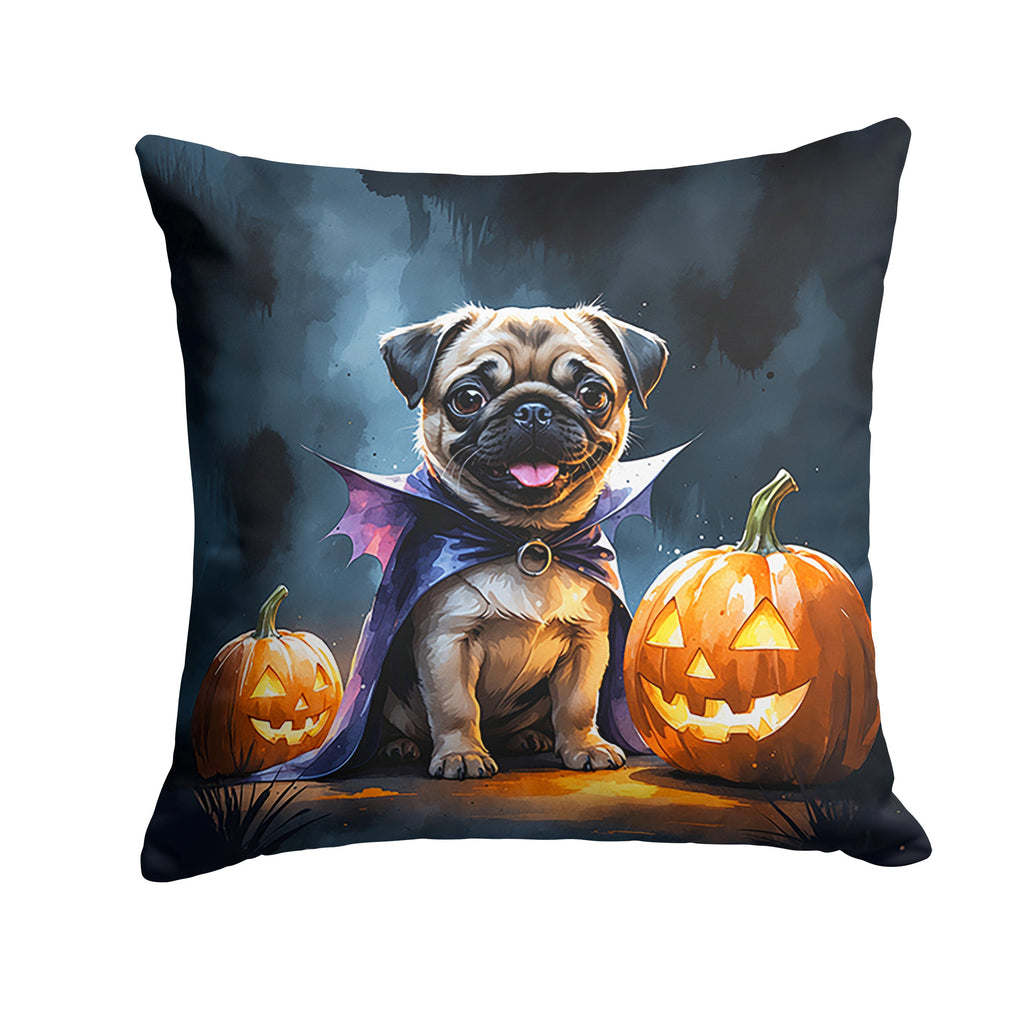 Pug Puppy Halloween Decorative Throw Pillow 18x18 Indoor Outdoor Accent Cushion, Fabric Cover with Insert for Sofa, Bed, Porch & Living Room