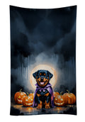 Rottweiler Puppy Halloween Kitchen Towel Velour Plush Front and Cotton Loop Back Machine Washable
