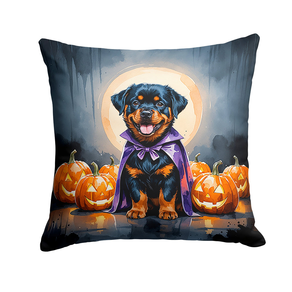 Rottweiler Puppy Halloween Decorative Throw Pillow 14x14 Indoor Outdoor Accent Cushion, Fabric Cover with Insert for Sofa, Bed, Porch & Living Room