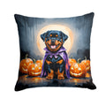 Rottweiler Puppy Halloween Decorative Throw Pillow 18x18 Indoor Outdoor Accent Cushion, Fabric Cover with Insert for Sofa, Bed, Porch & Living Room
