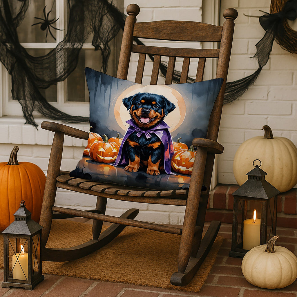 Rottweiler Puppy Halloween Decorative Throw Pillow 18x18 Indoor Outdoor Accent Cushion, Fabric Cover with Insert for Sofa, Bed, Porch & Living Room