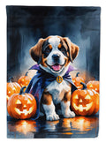 Saint Bernard Puppy Halloween House Flag 28x40 Porch Sleeve Pole Decorative Outside Yard Banner Artwork Wall Hanging, Polyester